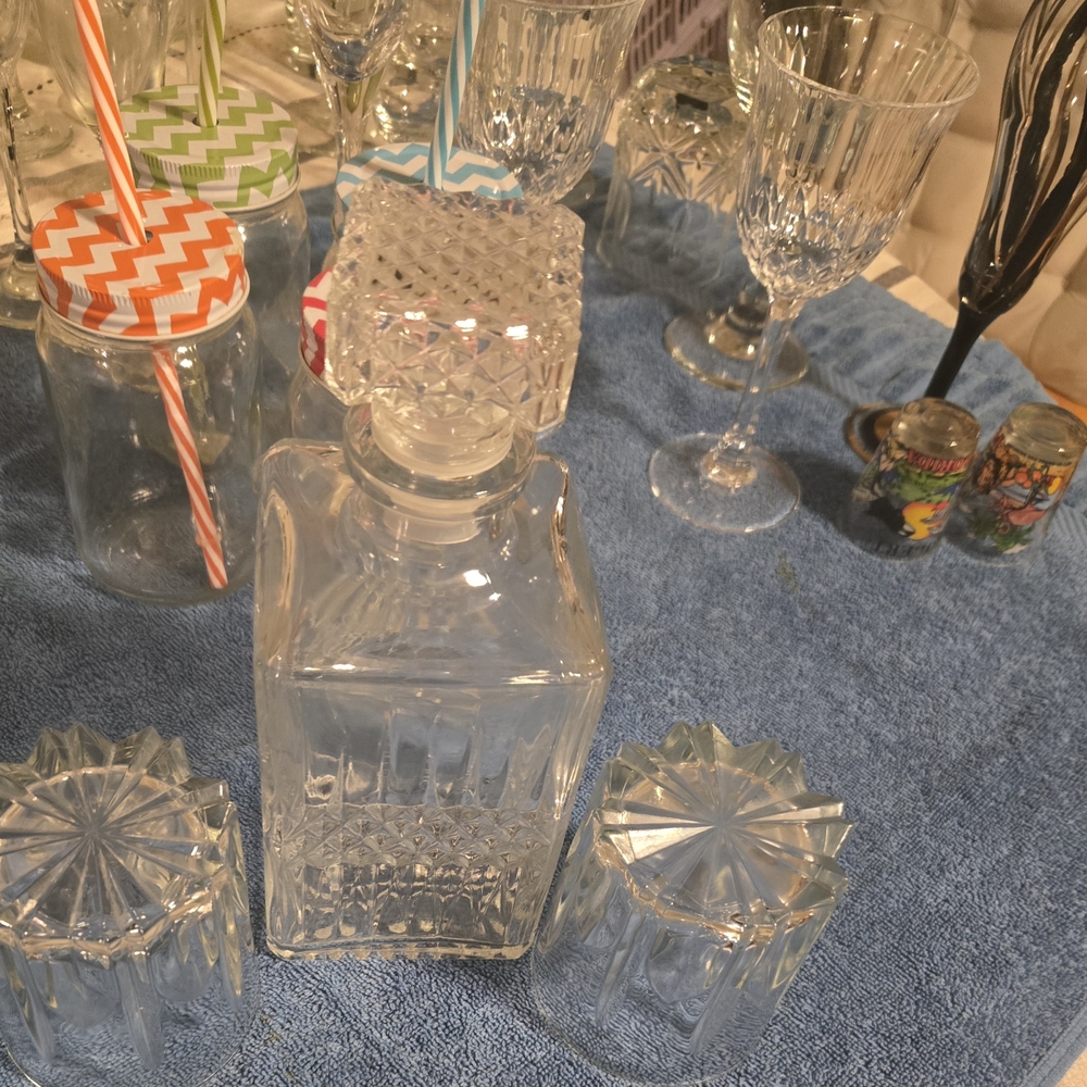 Crystal Glass Decanter Set with Glasses